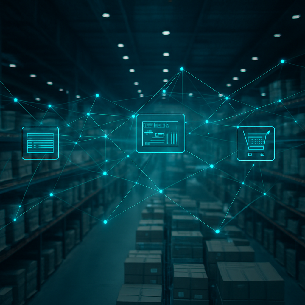 Modern warehouse with connected B2B commerce technology